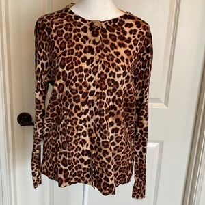 Torrid Button Front Cardigan sweater Women’s Leopard Print Cotton Sz M office
